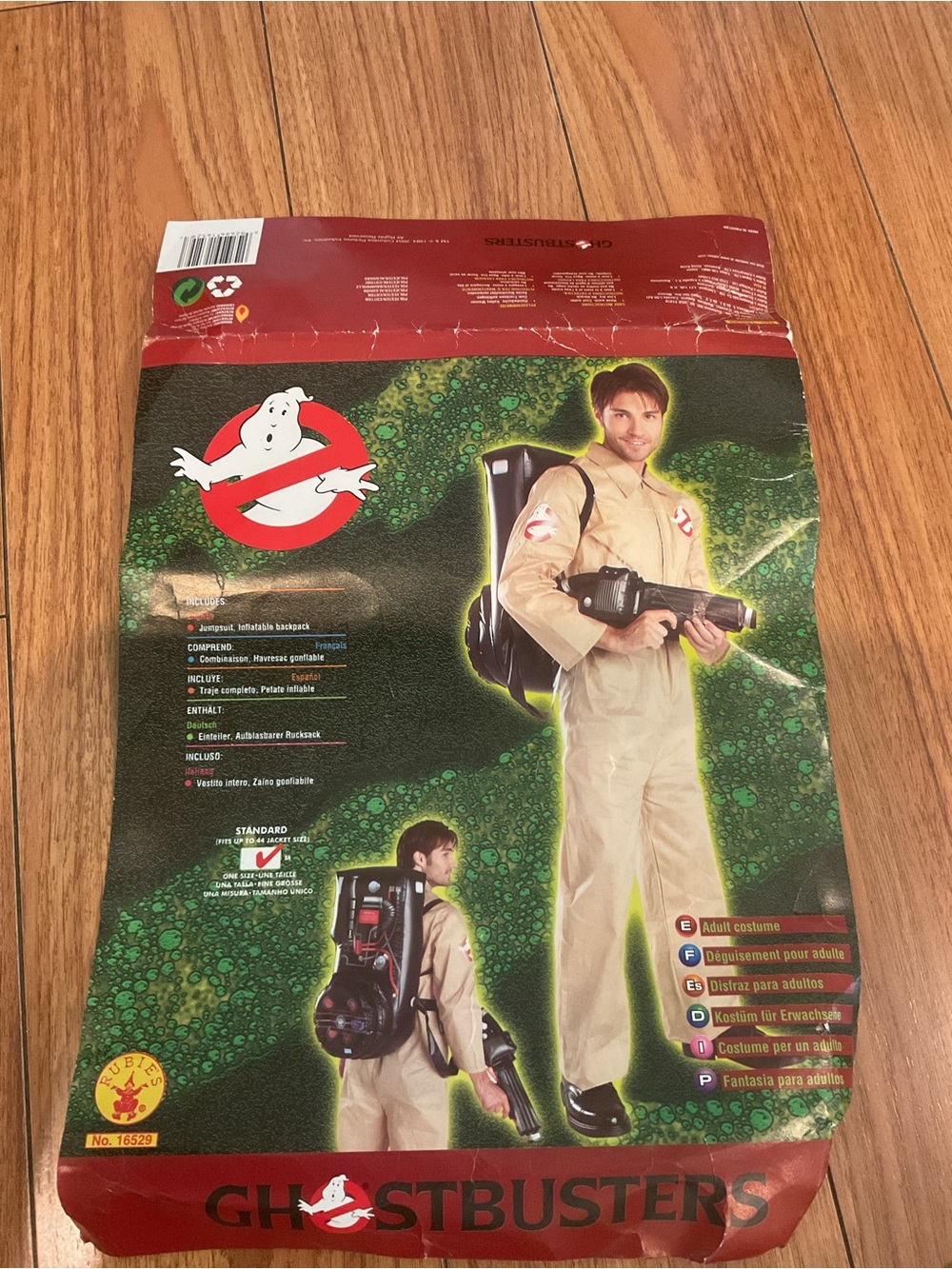 Ghostbusters Men Tan Jumpsuit Halloween Costume w inflatable backpack